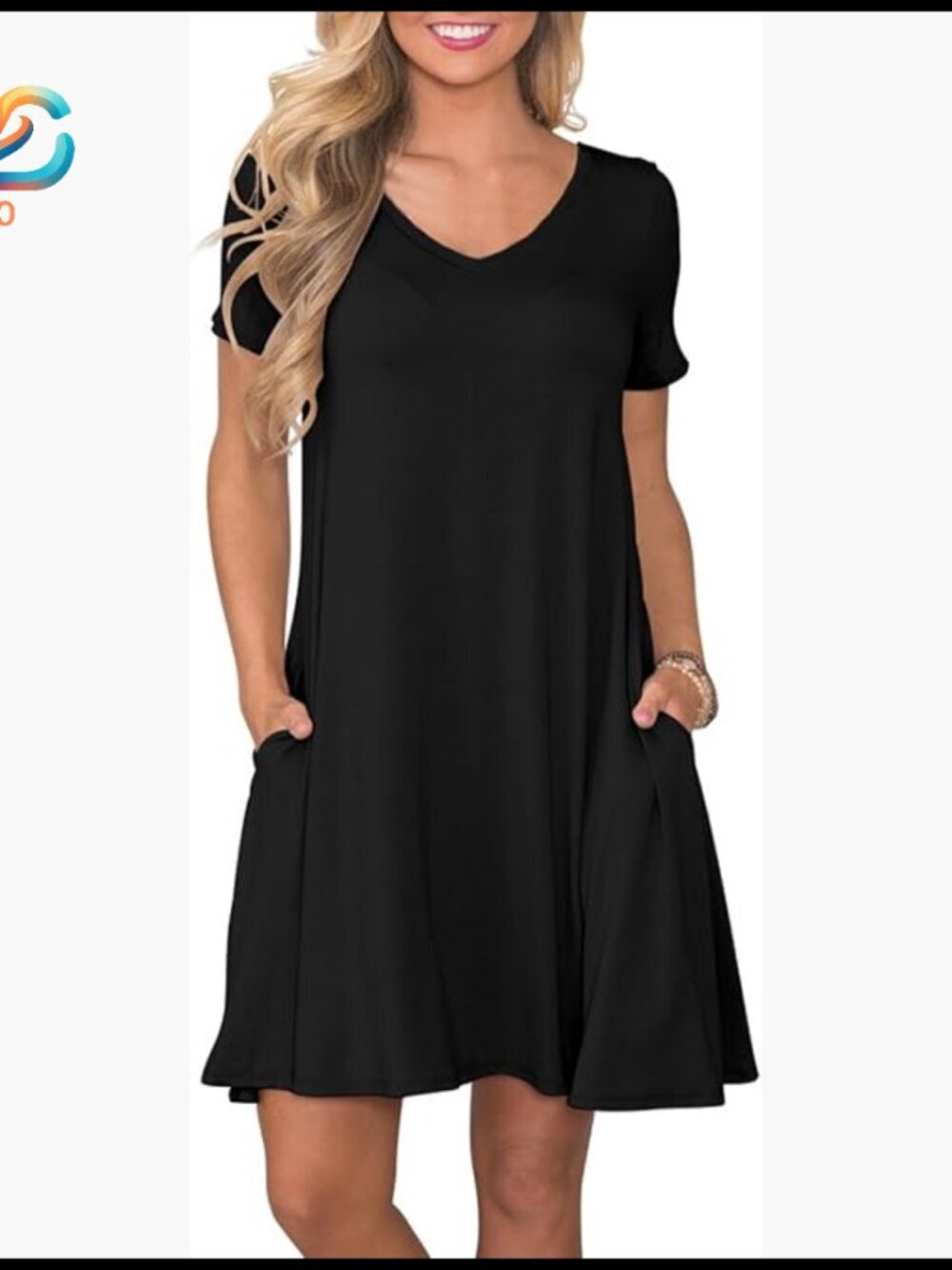 Rayon Swing Dress with Pockets, Loose Fit, Knee-Length Summer Casual